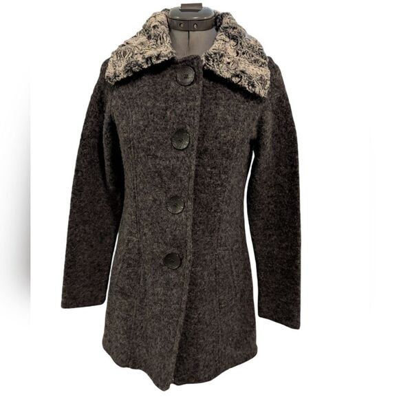 Marisol women's gray wool made in Italy wool faux fur coat size‎ s - Picture 5 of 10